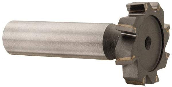 Made in USA - 1-1/8" Diam x 1/4" Face Width, Carbide-Tipped, 8 Teeth, Shank Connection Woodruff Keyseat Cutter - Uncoated, 2-1/4" OAL x 1/2" Shank, Staggered Teeth, ANSI 809, Old Standard 18 - Apex Tool & Supply