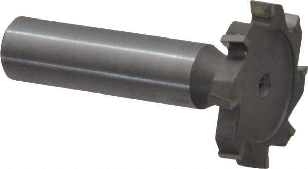 Made in USA - 1-1/4" Diam x 3/16" Face Width, Carbide-Tipped, 8 Teeth, Shank Connection Woodruff Keyseat Cutter - Uncoated, 2-3/16" OAL x 1/2" Shank, Staggered Teeth, ANSI 610, Old Standard 19 - Apex Tool & Supply