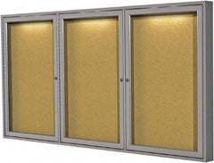 Ghent - 36" Wide x 24" High Enclosed Cork Bulletin Board - Natural Cork, Aluminum Frame - Apex Tool & Supply