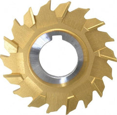 Made in USA - 3" Diam x 3/16" Width of Cut, 18 Teeth, High Speed Steel Side Milling Cutter - Staggered Teeth, TiN Coated - Apex Tool & Supply