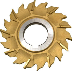 Made in USA - 3" Diam x 1/4" Width of Cut, 18 Teeth, High Speed Steel Side Milling Cutter - Staggered Teeth, TiN Coated - Apex Tool & Supply