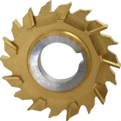 Made in USA - 3" Diam x 5/16" Width of Cut, 18 Teeth, High Speed Steel Side Milling Cutter - Staggered Teeth, TiN Coated - Apex Tool & Supply