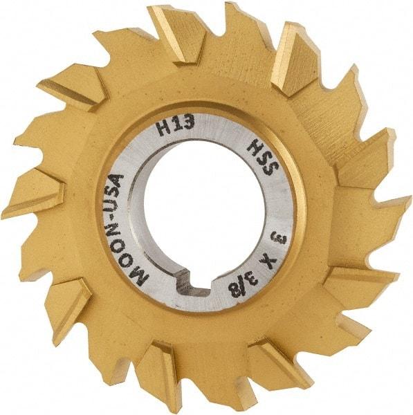 Made in USA - 3" Diam x 3/8" Width of Cut, 18 Teeth, High Speed Steel Side Milling Cutter - Staggered Teeth, TiN Coated - Apex Tool & Supply