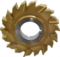 Made in USA - 3" Diam x 1/2" Width of Cut, 18 Teeth, High Speed Steel Side Milling Cutter - Staggered Teeth, TiN Coated - Apex Tool & Supply