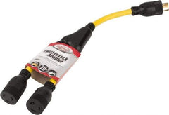 Southwire - 2 Outlets, 125 VAC, 20 Amp, Yellow and Black, Y Adapter - L5-20P, L5-20R NEMA Configuration, 20 Inch Long, UL Listed - Apex Tool & Supply