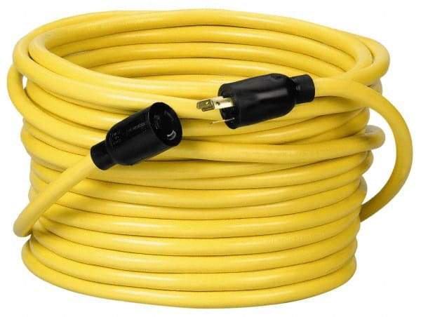 Southwire - 100', 12/3 Gauge/Conductors, Yellow Wet & Dry Location, Indoor & Outdoor Extension Cord - 1 Receptacle, 15 Amps, 125 VAC, UL STW, NEMA L5-20P, L5-20R - Apex Tool & Supply