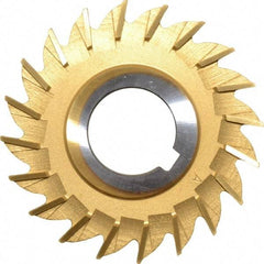 Made in USA - 3" Diam x 1/4" Width of Cut, 20 Teeth, High Speed Steel Side Milling Cutter - Straight Teeth, TiN Coated - Apex Tool & Supply