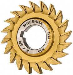 Made in USA - 3" Diam x 3/8" Width of Cut, 20 Teeth, High Speed Steel Side Milling Cutter - Straight Teeth, TiN Coated - Apex Tool & Supply
