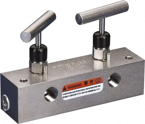 Enerpac - 3/8" Inlet, 3/8" Outlet Manifold - 6" Long x 1.63" Wide x 4.16" High, 150°F Max, 1 Inlet Port, 4 Outlet Ports - Apex Tool & Supply