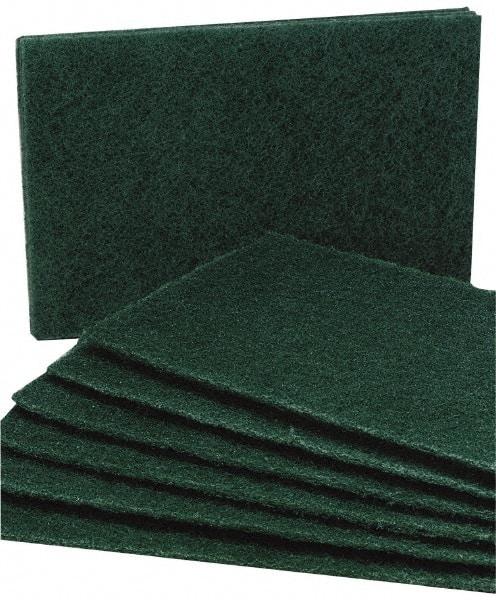 Ability One - 9-1/2" Long x 6" Wide x 1/4" Thick Scouring Pad - Medium-Duty, Green - Apex Tool & Supply