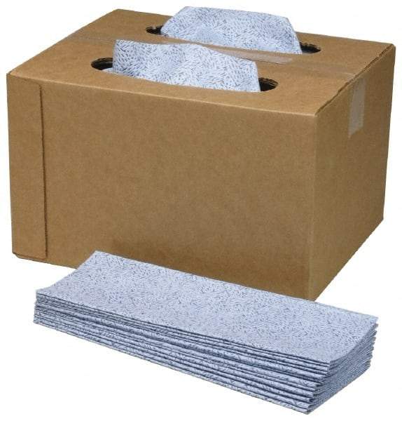 Ability One - Flat Fold Microfiber Wipes - Box, 16-1/2" x 11-1/2" Sheet Size, Blue - Apex Tool & Supply