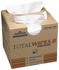 Ability One - Flat Fold Shop Towel/Industrial Wipes - 16-1/2" x 10" Sheet Size, White - Apex Tool & Supply