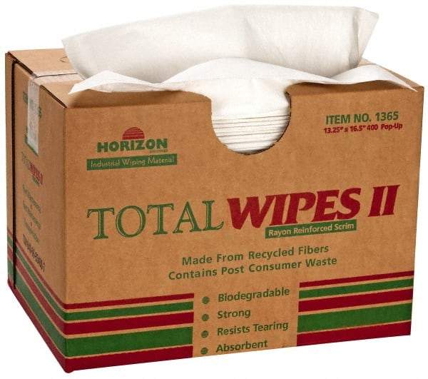 Ability One - Flat Fold Shop Towel/Industrial Wipes - 16-1/2" x 13" Sheet Size, White - Apex Tool & Supply