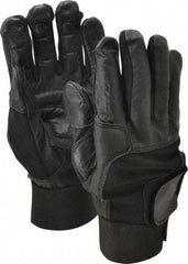Ability One - Size XL (10) Leather/Spandex/Gel Padded Anti-Vibration/Impact Protection Work Gloves - For Mechanic's & Lifting, Uncoated, Hook & Loop Cuff, Full Fingered, Black, Paired - Apex Tool & Supply