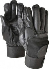 Ability One - Size 2XL (11) Leather/Spandex/Gel Padded Anti-Vibration/Impact Protection Work Gloves - For Mechanic's & Lifting, Uncoated, Hook & Loop Cuff, Full Fingered, Black, Paired - Apex Tool & Supply
