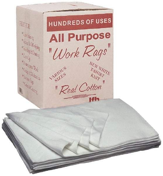 Ability One - 9 Inch Long x 11-1/2 Inch Wide Cotton Rags - White, Box - Apex Tool & Supply