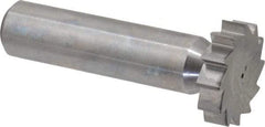 Made in USA - 7/8" Diam x 7/32" Face Width, Solid Carbide, 12 Teeth, Shank Connection Woodruff Keyseat Cutter - Uncoated, 2-7/32" OAL x 1/2" Shank, Straight Teeth, ANSI 707, Old Standard 12 - Apex Tool & Supply