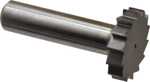 Made in USA - 1-1/8" Diam x 1/4" Face Width, Solid Carbide, 14 Teeth, Shank Connection Woodruff Keyseat Cutter - Uncoated, 2-1/4" OAL x 1/2" Shank, Straight Teeth, ANSI 809, Old Standard 18 - Apex Tool & Supply