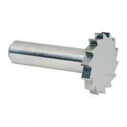 Made in USA - 1-1/4" Diam x 3/16" Face Width, Solid Carbide, 14 Teeth, Shank Connection Woodruff Keyseat Cutter - Uncoated, 2-3/16" OAL x 1/2" Shank, Straight Teeth, ANSI 610, Old Standard 19 - Apex Tool & Supply