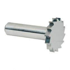 Made in USA - 1-1/4" Diam x 3/16" Face Width, Solid Carbide, 14 Teeth, Shank Connection Woodruff Keyseat Cutter - Uncoated, 2-3/16" OAL x 1/2" Shank, Straight Teeth, ANSI 610, Old Standard 19 - Apex Tool & Supply