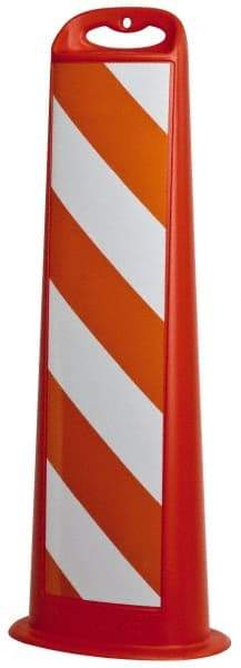 PRO-SAFE - 39" High x 8" Wide Reflective Vertical Panel - Plastic, 3.4 Lbs, White/Orange - Apex Tool & Supply