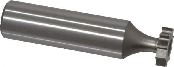Made in USA - 1/2" Diam x 1/8" Face Width, High Speed Steel, 10 Teeth, Shank Connection Woodruff Keyseat Cutter - Uncoated, 2-1/8" OAL x 1/2" Shank, Straight Teeth, ANSI 404, Old Standard 3 - Apex Tool & Supply