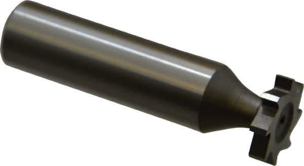 Made in USA - 5/8" Diam x 1/8" Face Width, High Speed Steel, 8 Teeth, Shank Connection Woodruff Keyseat Cutter - Uncoated, 2-1/8" OAL x 1/2" Shank, Straight Teeth, ANSI 405, Old Standard 5 - Apex Tool & Supply