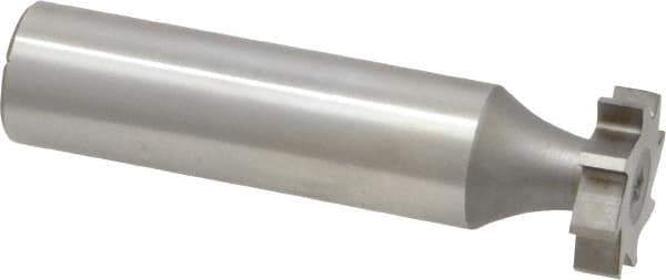 Made in USA - 5/8" Diam x 5/32" Face Width, High Speed Steel, 8 Teeth, Shank Connection Woodruff Keyseat Cutter - Uncoated, 2-5/32" OAL x 1/2" Shank, Straight Teeth, ANSI 505, Old Standard 6 - Apex Tool & Supply
