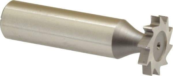 Made in USA - 3/4" Diam x 1/8" Face Width, High Speed Steel, 10 Teeth, Shank Connection Woodruff Keyseat Cutter - Uncoated, 2-1/8" OAL x 1/2" Shank, Straight Teeth, ANSI 406, Old Standard 7 - Apex Tool & Supply