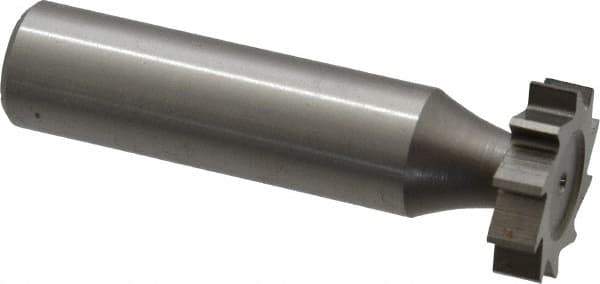 Made in USA - 3/4" Diam x 3/16" Face Width, High Speed Steel, 10 Teeth, Shank Connection Woodruff Keyseat Cutter - Uncoated, 2-3/16" OAL x 1/2" Shank, Straight Teeth, ANSI 606, Old Standard 9 - Apex Tool & Supply