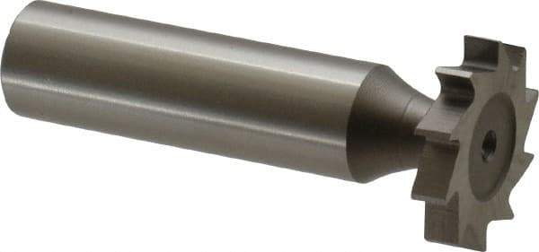 Made in USA - 7/8" Diam x 5/32" Face Width, High Speed Steel, 10 Teeth, Shank Connection Woodruff Keyseat Cutter - Uncoated, 2-5/32" OAL x 1/2" Shank, Straight Teeth, ANSI 507, Old Standard 10 - Apex Tool & Supply