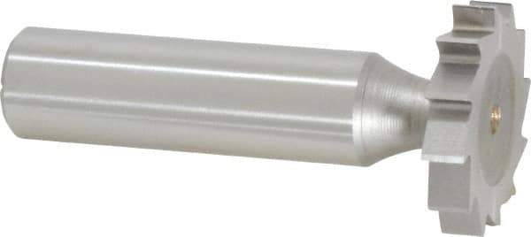 Made in USA - 1" Diam x 3/16" Face Width, High Speed Steel, 12 Teeth, Shank Connection Woodruff Keyseat Cutter - Uncoated, 2-3/16" OAL x 1/2" Shank, Straight Teeth, ANSI 608, Old Standard 13 - Apex Tool & Supply