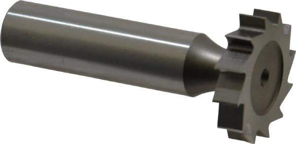 Made in USA - 1" Diam x 7/32" Face Width, High Speed Steel, 12 Teeth, Shank Connection Woodruff Keyseat Cutter - Uncoated, 2-7/32" OAL x 1/2" Shank, Straight Teeth, ANSI 708, Old Standard 14 - Apex Tool & Supply
