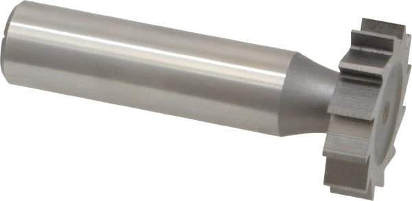 Made in USA - 1" Diam x 1/4" Face Width, High Speed Steel, 12 Teeth, Shank Connection Woodruff Keyseat Cutter - Uncoated, 2-1/4" OAL x 1/2" Shank, Straight Teeth, ANSI 808, Old Standard 15 - Apex Tool & Supply