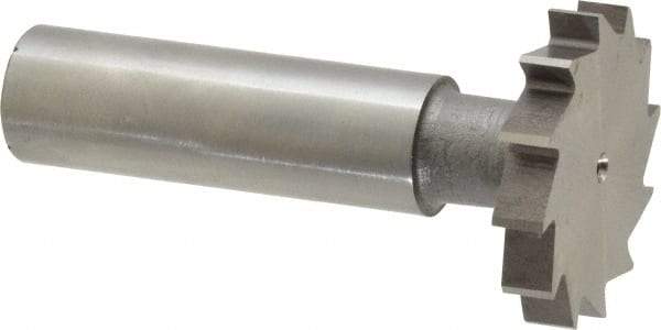 Made in USA - 1-1/8" Diam x 3/16" Face Width, High Speed Steel, 12 Teeth, Shank Connection Woodruff Keyseat Cutter - Uncoated, 2-3/16" OAL x 1/2" Shank, Straight Teeth, ANSI 609, Old Standard 16 - Apex Tool & Supply