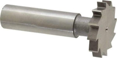 Made in USA - 1-1/8" Diam x 3/16" Face Width, High Speed Steel, 12 Teeth, Shank Connection Woodruff Keyseat Cutter - Uncoated, 2-3/16" OAL x 1/2" Shank, Straight Teeth, ANSI 609, Old Standard 16 - Apex Tool & Supply