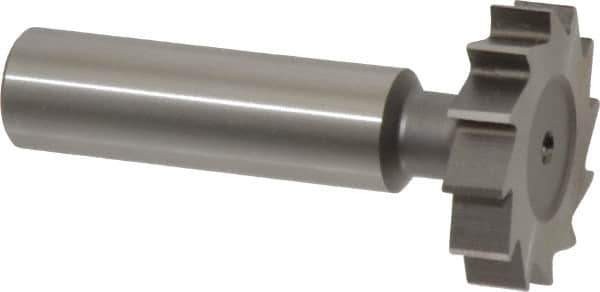 Made in USA - 1-1/8" Diam x 1/4" Face Width, High Speed Steel, 12 Teeth, Shank Connection Woodruff Keyseat Cutter - Uncoated, 2-1/4" OAL x 1/2" Shank, Straight Teeth, ANSI 809, Old Standard 18 - Apex Tool & Supply