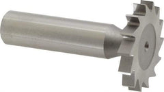 Made in USA - 1-1/4" Diam x 3/16" Face Width, High Speed Steel, 14 Teeth, Shank Connection Woodruff Keyseat Cutter - Uncoated, 2-3/16" OAL x 1/2" Shank, Straight Teeth, ANSI 610, Old Standard 19 - Apex Tool & Supply