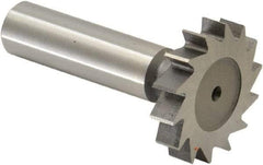 Made in USA - 1-1/4" Diam x 1/4" Face Width, High Speed Steel, 14 Teeth, Shank Connection Woodruff Keyseat Cutter - Uncoated, 2-1/4" OAL x 1/2" Shank, Straight Teeth, ANSI 810, Old Standard 21 - Apex Tool & Supply