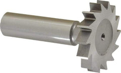 Made in USA - 1-3/8" Diam x 1/4" Face Width, High Speed Steel, 14 Teeth, Shank Connection Woodruff Keyseat Cutter - Uncoated, 2-1/4" OAL x 1/2" Shank, Straight Teeth, ANSI 811, Old Standard 22 - Apex Tool & Supply