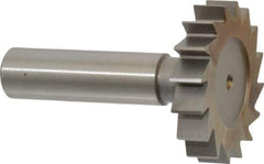 Made in USA - 1-1/2" Diam x 5/16" Face Width, High Speed Steel, 16 Teeth, Shank Connection Woodruff Keyseat Cutter - Uncoated, 2-5/16" OAL x 1/2" Shank, Straight Teeth, ANSI 1012, Old Standard 25 - Apex Tool & Supply