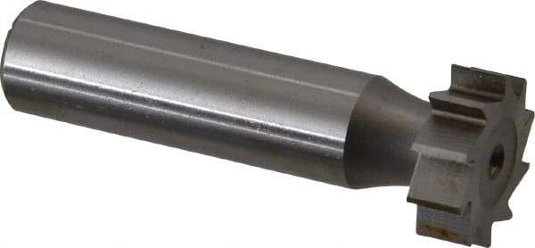 Made in USA - 3/4" Diam x 1/4" Face Width, High Speed Steel, 10 Teeth, Shank Connection Woodruff Keyseat Cutter - Uncoated, 2-1/4" OAL x 1/2" Shank, Straight Teeth, ANSI 806, Old Standard 91 - Apex Tool & Supply