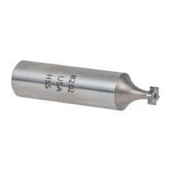 Made in USA - 1/4" Diam x 1/16" Face Width, High Speed Steel, 6 Teeth, Shank Connection Woodruff Keyseat Cutter - Uncoated, 2-1/16" OAL x 1/2" Shank, Straight Teeth, ANSI 202, Old Standard 201 - Apex Tool & Supply