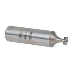 Made in USA - 1/4" Diam x 1/16" Face Width, High Speed Steel, 6 Teeth, Shank Connection Woodruff Keyseat Cutter - Uncoated, 2-1/16" OAL x 1/2" Shank, Straight Teeth, ANSI 202, Old Standard 201 - Apex Tool & Supply