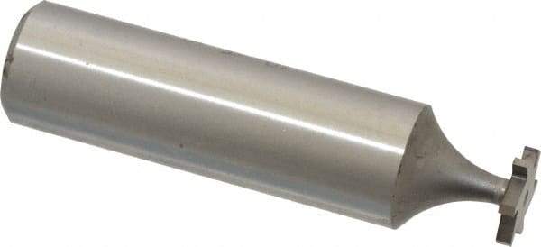 Made in USA - 3/8" Diam x 1/16" Face Width, High Speed Steel, 6 Teeth, Shank Connection Woodruff Keyseat Cutter - Uncoated, 2-1/16" OAL x 1/2" Shank, Straight Teeth, ANSI 203, Old Standard 211 - Apex Tool & Supply