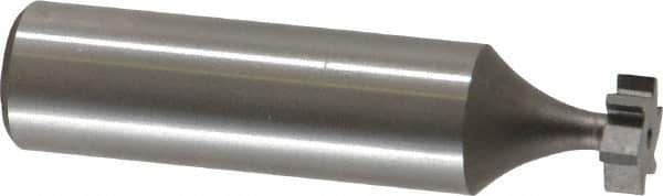 Made in USA - 3/8" Diam x 1/8" Face Width, High Speed Steel, 6 Teeth, Shank Connection Woodruff Keyseat Cutter - Uncoated, 2-1/8" OAL x 1/2" Shank, Straight Teeth, ANSI 403, Old Standard 213 - Apex Tool & Supply