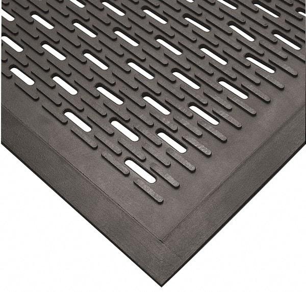 Wearwell - 5 Ft. Long x 3 Ft. Wide, Natural Rubber Surface, Raised Bars and Scrapers (Reversible) Entrance Matting - 5/16 Inch Thick, Outdoor, SBR Rubber, Black, Series 224 - Apex Tool & Supply