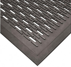 Wearwell - 5 Ft. Long x 3 Ft. Wide, Natural Rubber Surface, Raised Bars and Scrapers (Reversible) Entrance Matting - 5/16 Inch Thick, Outdoor, SBR Rubber, Black, Series 224 - Apex Tool & Supply