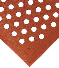 Wearwell - 3' Long, Dry/Wet Environment, Anti-Fatigue Matting - Terra Cotta, Nitrile Blend with Nitrile Rubber Base, Beveled on 4 Sides - Apex Tool & Supply