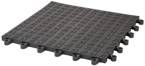Wearwell - 18" Long x 18" Wide x 7/8" Thick, Anti-Fatigue Modular Matting Soft Open Grid - 4 Interlocking Sides, Charcoal, For Dry Areas, Series 566 - Apex Tool & Supply